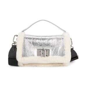 FURLA Women's Faux Fur & Metallic Leather Top Handle Bag - NWT